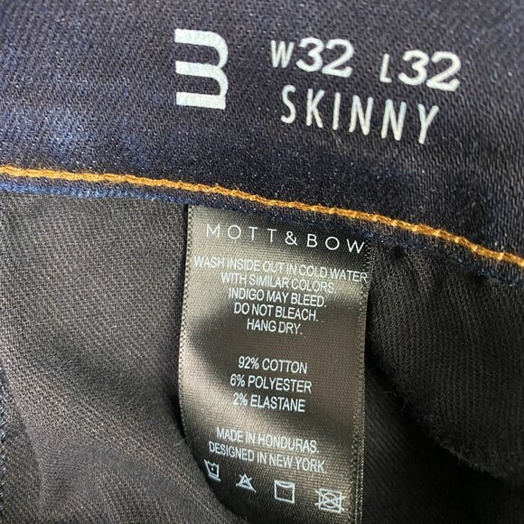 Mott & Bow Jeans 32 x 32 Measures 31 x 31.5 Blue Slim Staple Rinse Stretch and - Picture 7 of 13
